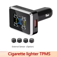 car tpms sensor cigarette lighter digital tpms usb port voltage display wirelesstire pressure detector with warning indicator