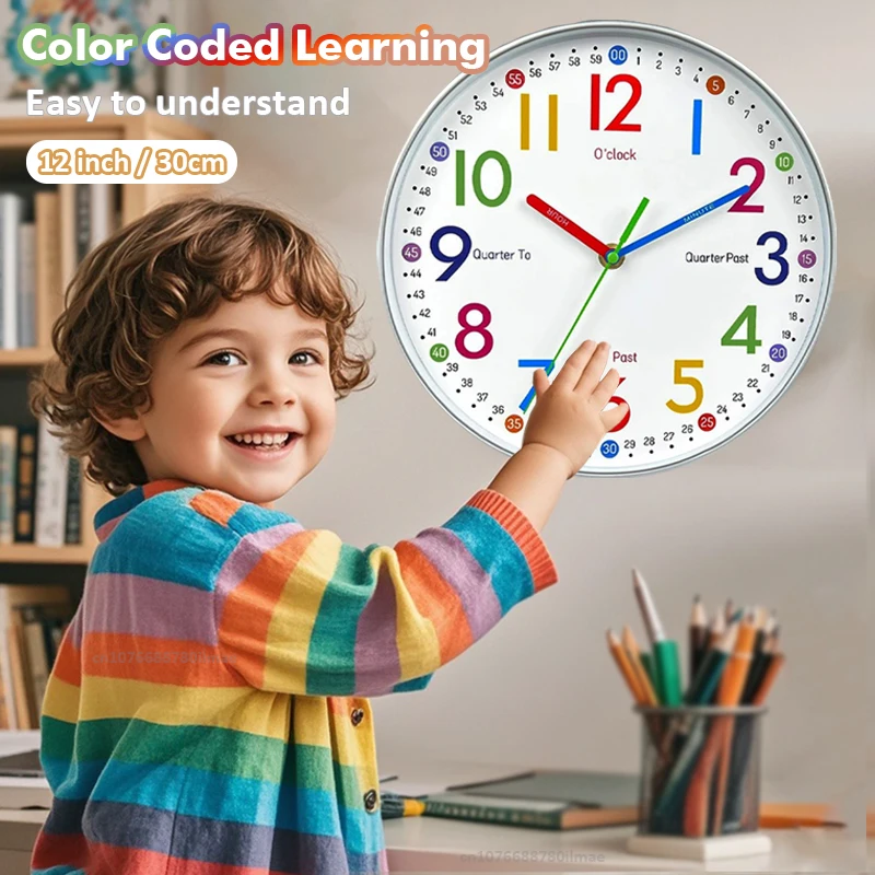 12-дюймовые настенные часы с героями мультфильмов детские кварцевые для раннего
