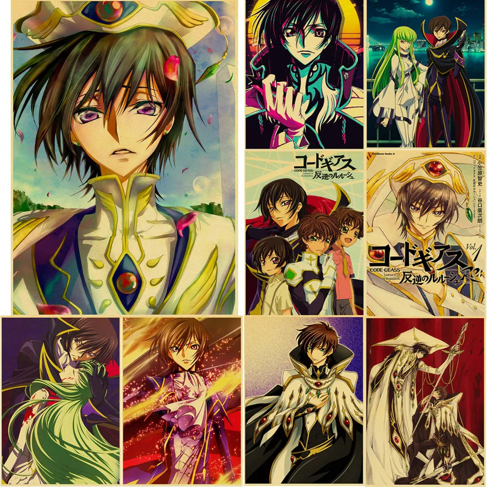 

Japanese Anime Code Geass Lelouch of The Rebellion Poster Kraft Paper High Quality Home Room Art Print Wall Stickers