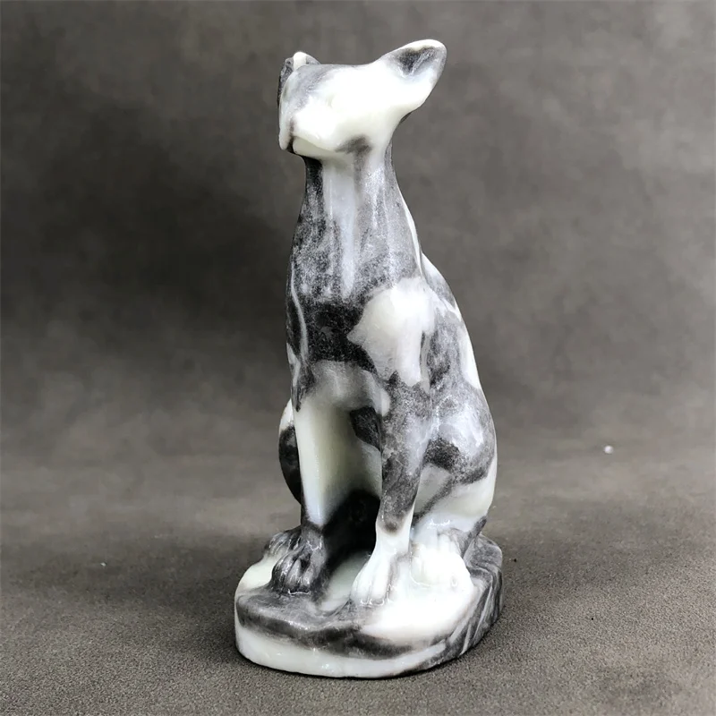 

8.3cm Natural Shell Stone Crystal Sphynx Cat Carving Polished Quartz Healing Stones Gemstones Home Decoration 1pcs