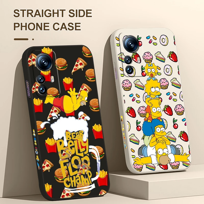 

The Simpsons Donuts Cute Liquid Left Rope Phone Case For Xiaomi 12T 12S 12 11 Ultra 11T 10T 9T Note10 Pro Lite 5G Cover