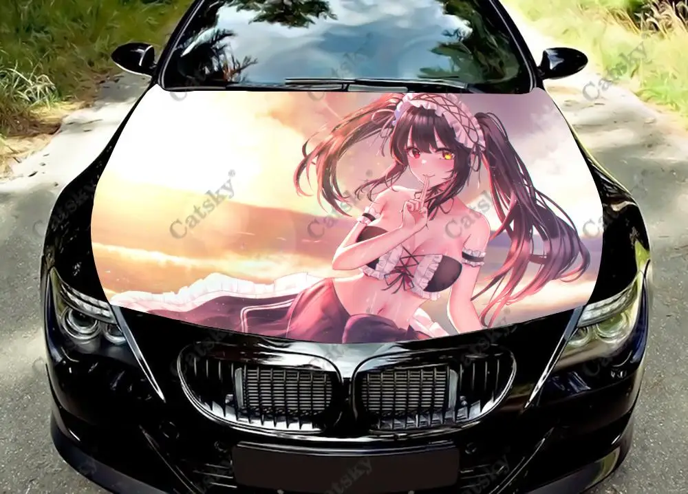 

Виниловые стикеры Tohka Yatogami, виниловая пленка на капот автомобиля, наклейки на крышку двигателя