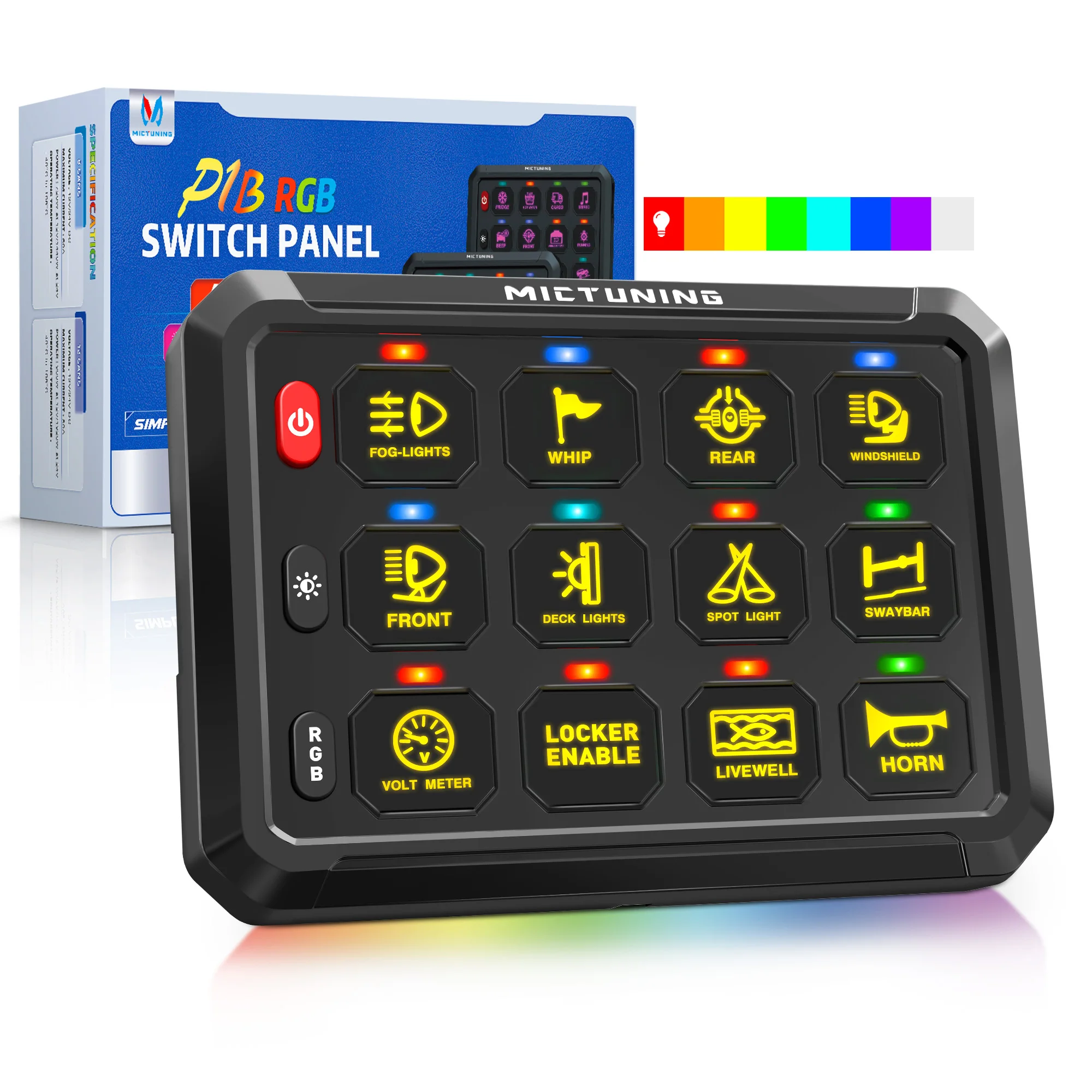 MICTUNING Новый P1B RGB 5-дюймовый 12-клавишный переключатель 5-уровневая схема управления