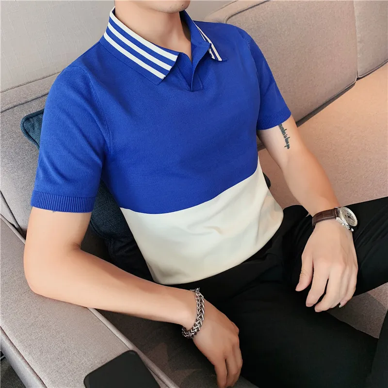 

2023 Brand Clothing Men Summer Leisure Short Sleeve Polo Shirts/Male Slim Fit Match Colors Knitting Polo Shirts Plus Size S-3XL