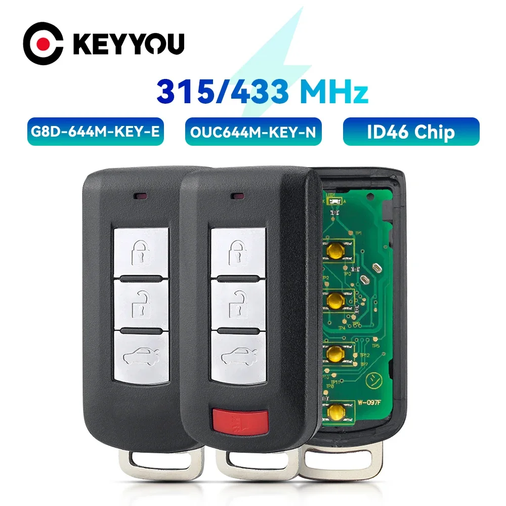 Фото KEYYOU OUC644M-KEY-N G8D-644M-KEY-E Умный дистанционный брелок для Mitsubishi LANCER Outlander Mirage 2 + 1 3 4 кнопки 2008-2016 №1