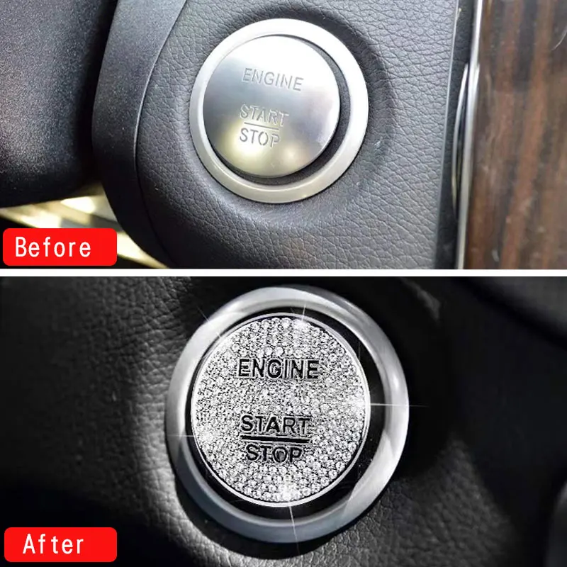 

Car Engine Start Stop Button Diamond Cover Trim Sticker For Mercedes Benz W176 W205 X253 X156 C117 A B C GLC CLA GLA ML GL Class