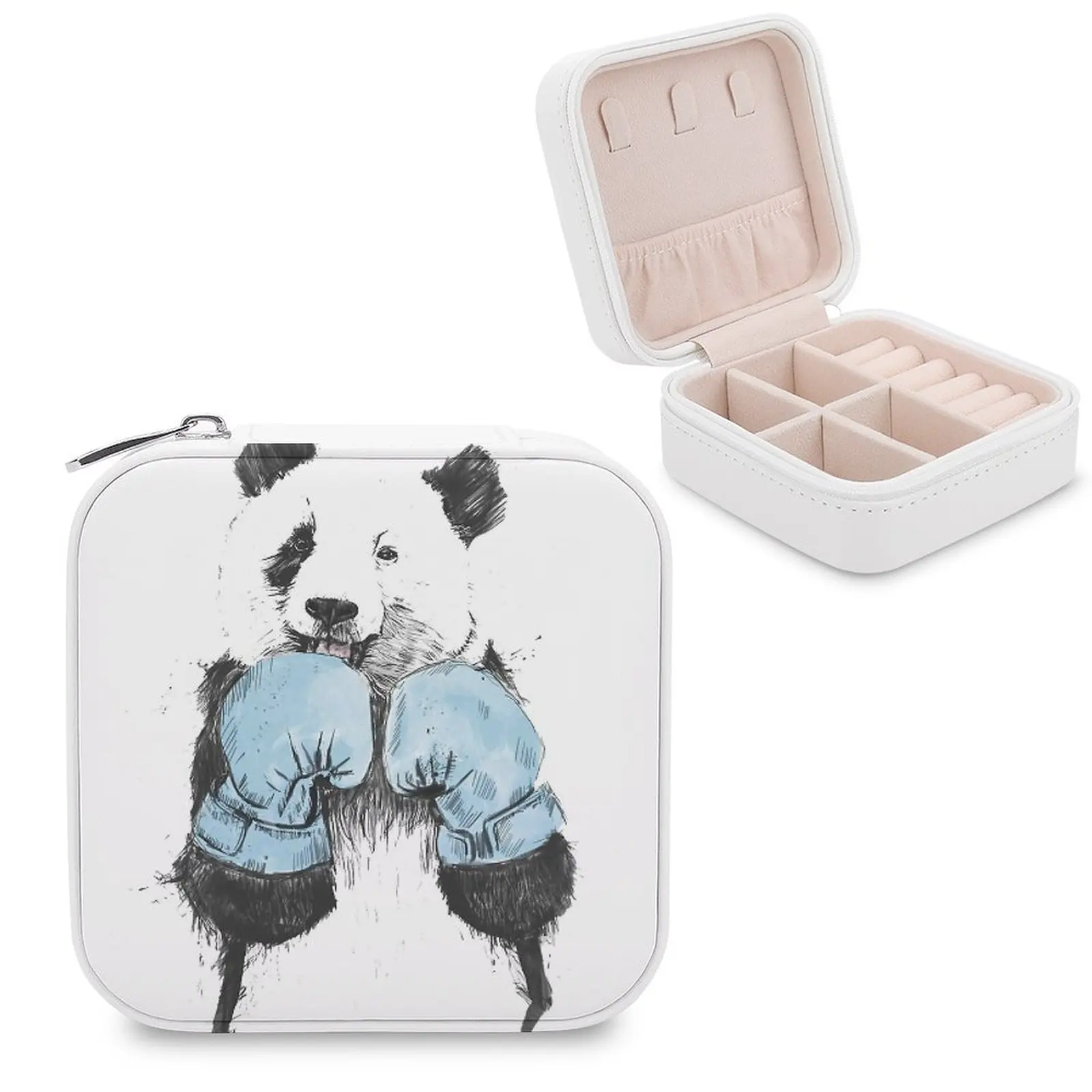 Бокс для хранения ювелирных изделий в виде панды шкатулка со встроенным зеркалом