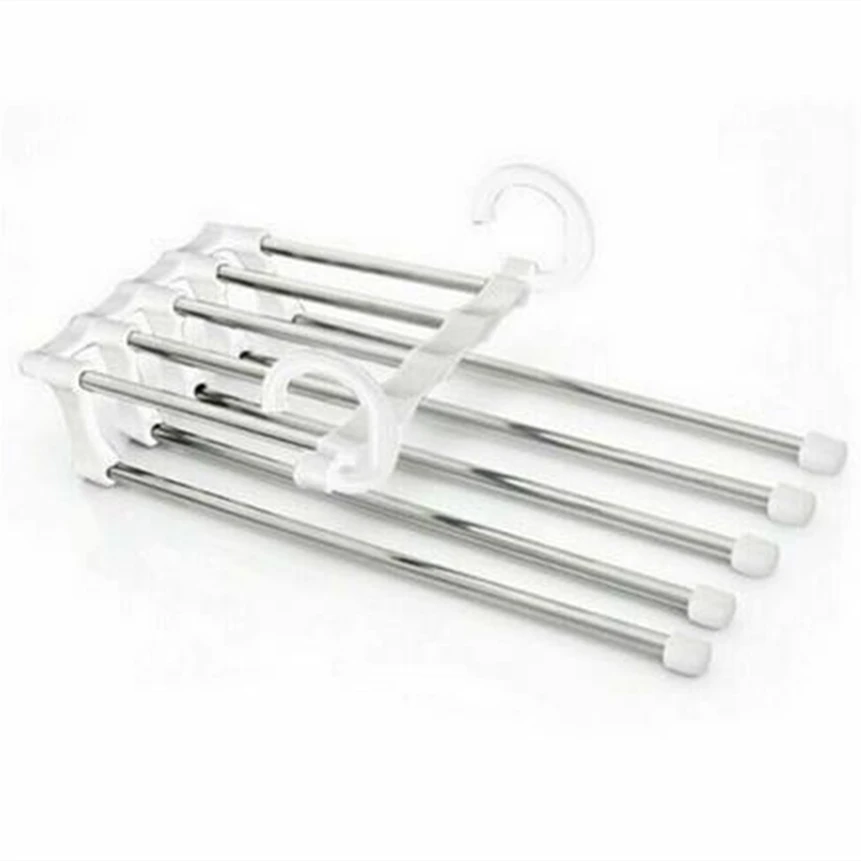 5 In 1 Pant Rack Hanger for Clothes Organizer Multifunction Shelves Closet Storage Organizer StainlessSteel Folding Clothes Hang images - 6
