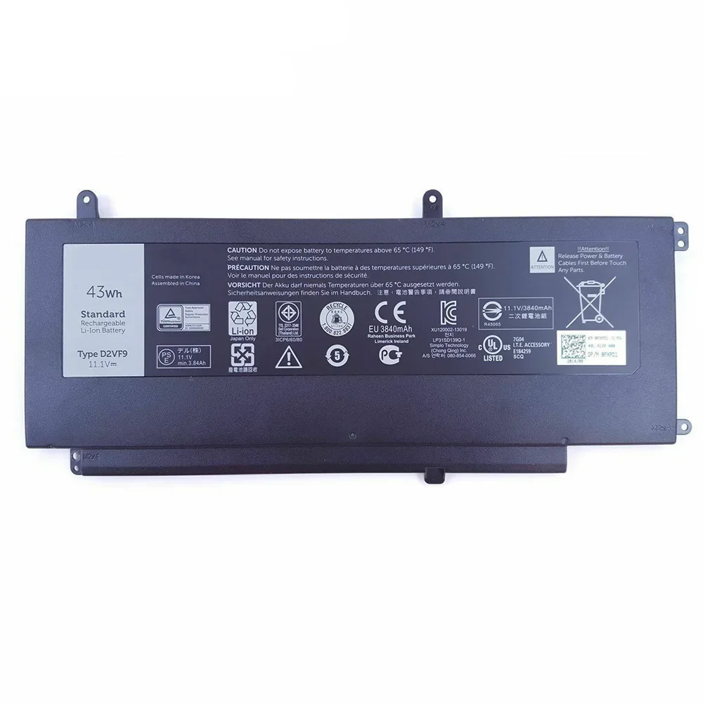 D2VF9 11 1 В 43 Втч оригинальный аккумулятор для ноутбука Dell Inspiron 15 7547 7548 Vostro 5459 0PXR51 0YGR2V