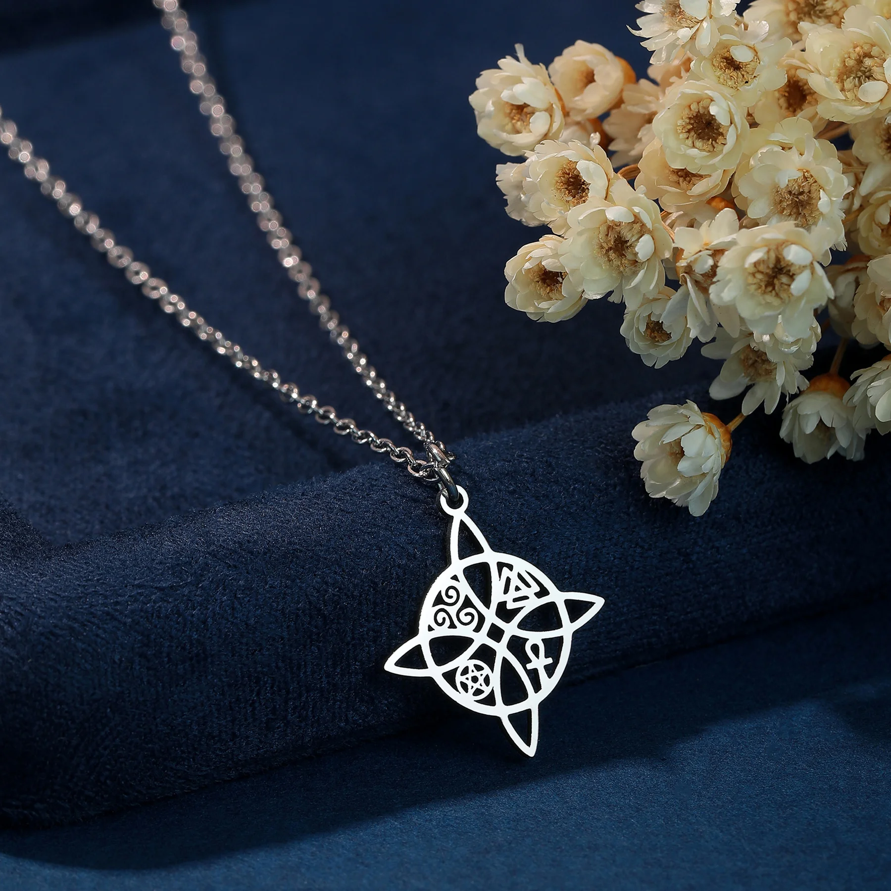 Нержавеющая сталь Valknut Triskelion Ankh крест пентакль кулон ожерелье для женщин модный