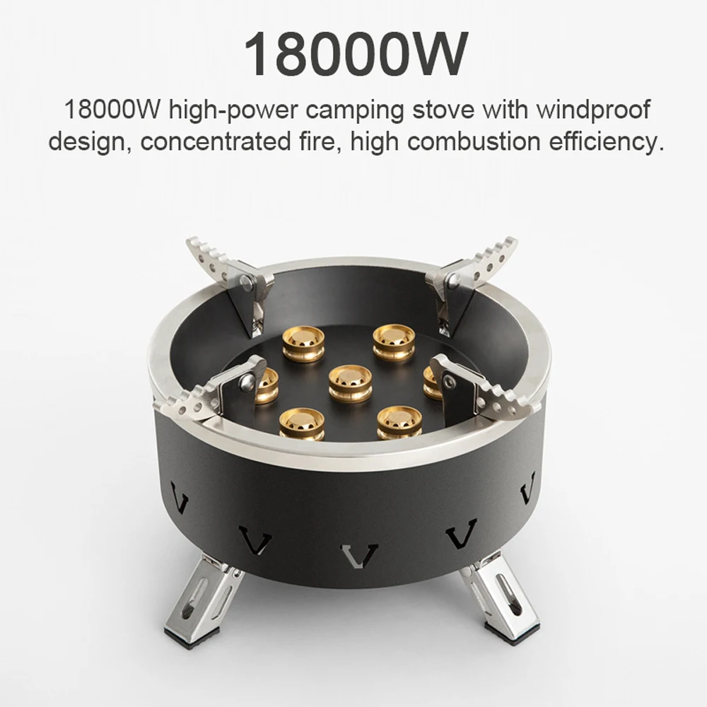 

Camping 18000W High Power Stove 7-Core Butane Gases Burner Backpacking Picnic Foldable Windproof Stove with Carrying Bag