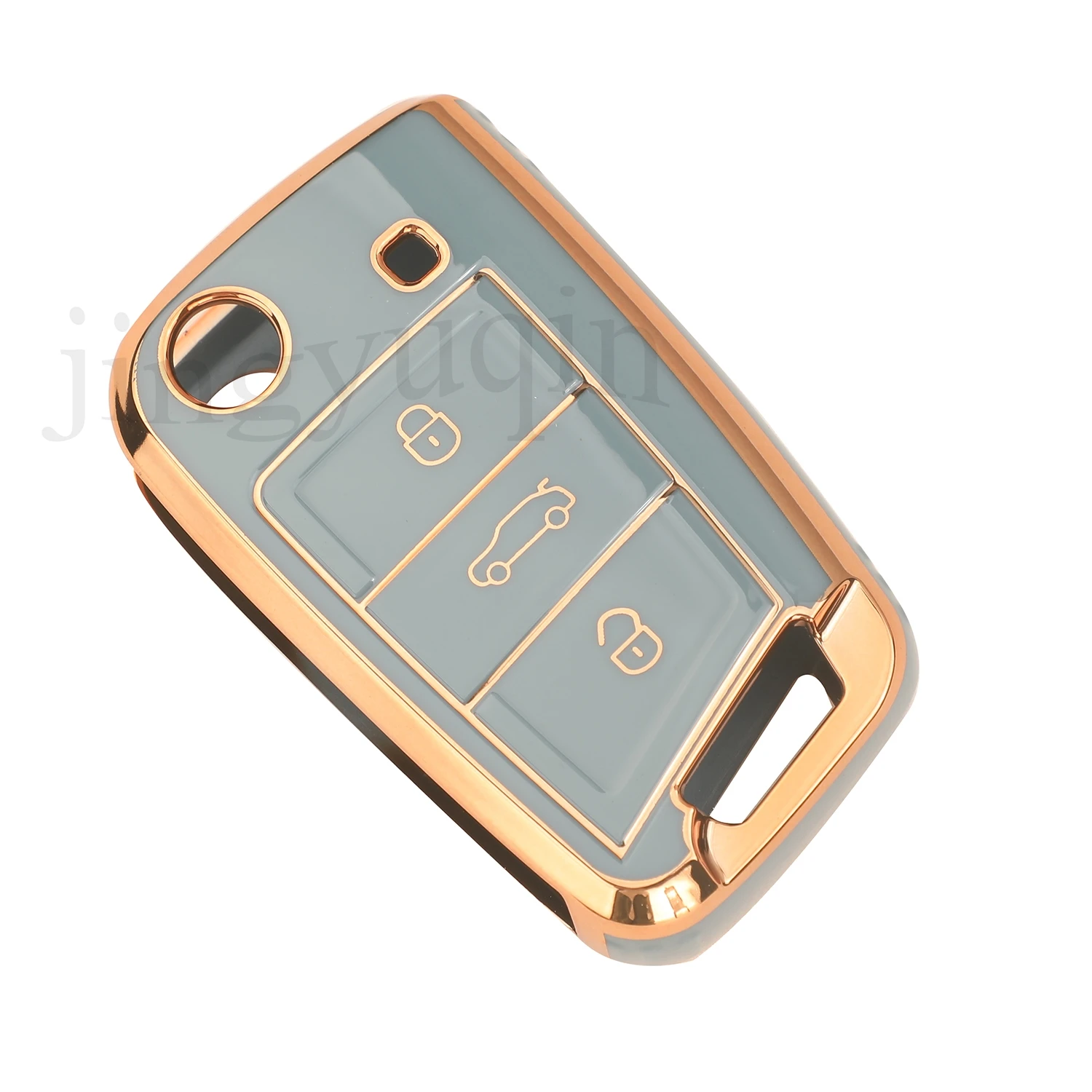 Jingyuqin ТПУ Чехол Для Ключей От Машины 3BTN Складной Брелок VW Volkswagen Golf 7 MK7 Tiguan MK2 Seat Ateca