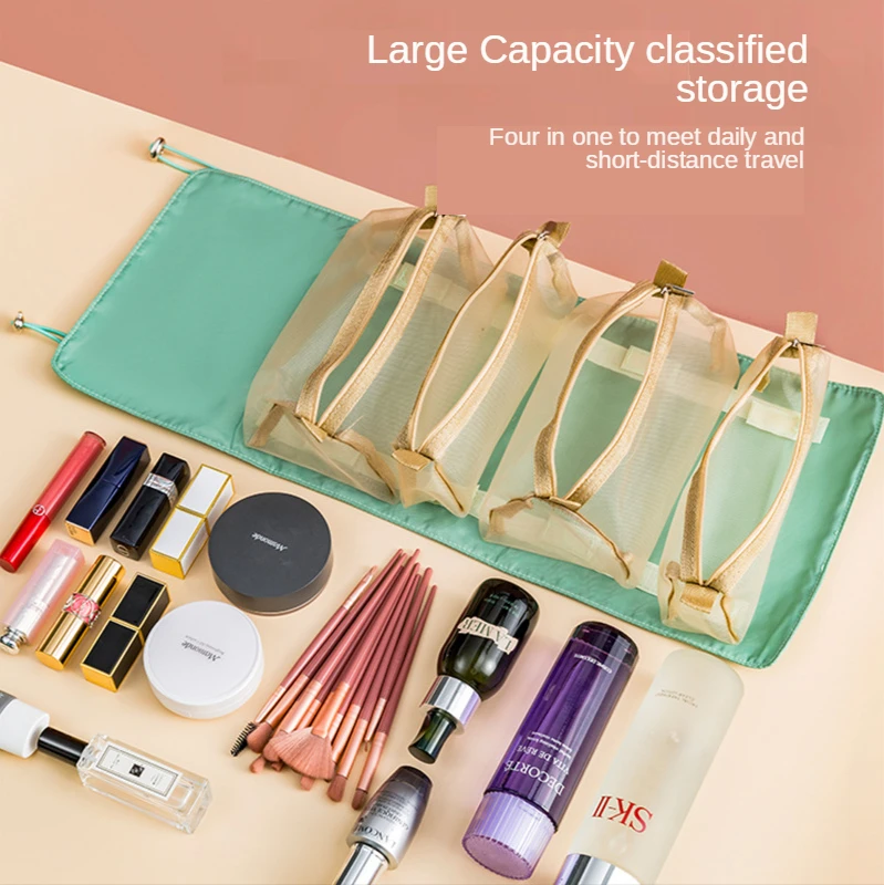 

4 in 1 Women Removable Cosmetic Bag Travel Necessaries Storage Handbag Make Up Pouch Gadgets Organize Accessory Supplies