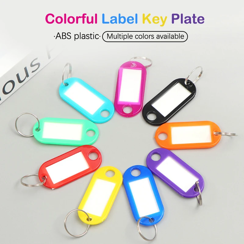 

10Pcs Colorful Plastic Classification Plate Keychain Key Tags Label Numbered Name Baggage Tag ID Label Name Tags With Split Ring