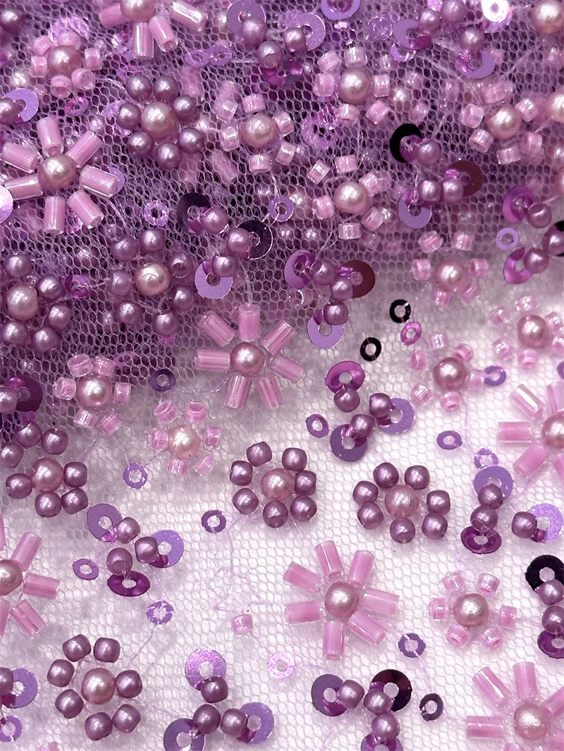 Африканская бисерная Кружевная Ткань 5 ярдов блестки вышитая французская сетка