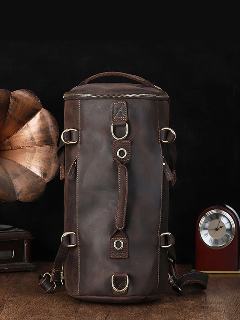 

AETOO Vintage Crazy Horse Leather Men's hand messenger travel bag large capacity luggage bag leather Cow Leather Backpack Travel