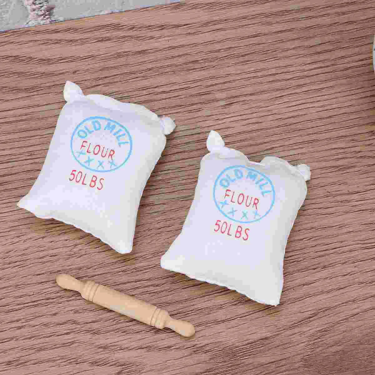 

Miniatureaccessories Mini House Ornaments Furnitureutensils Cooking Rolling Pin Props Sack Flourdecoration Kitchenware