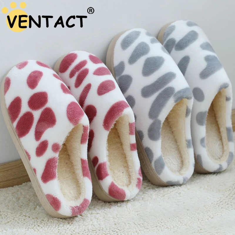

Тапочки VENTACT женские зимние, хлопок, плюш, плоская подошва, Нескользящие, теплые, домашняя одежда для мужчин