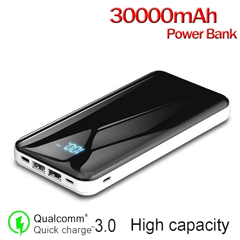 

30000mAh portable charger Powerbank external battery PD Type-c port fast charging suitable for iPhone Xiaomi PoverBank