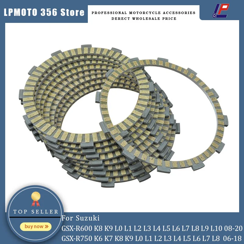 

9PCS Motorcycle Friction Clutch Discs Plates For Suzuki GSX-R600 2008-2020 GSX-R750 2006-2018 GSX-R600 GSX-R750