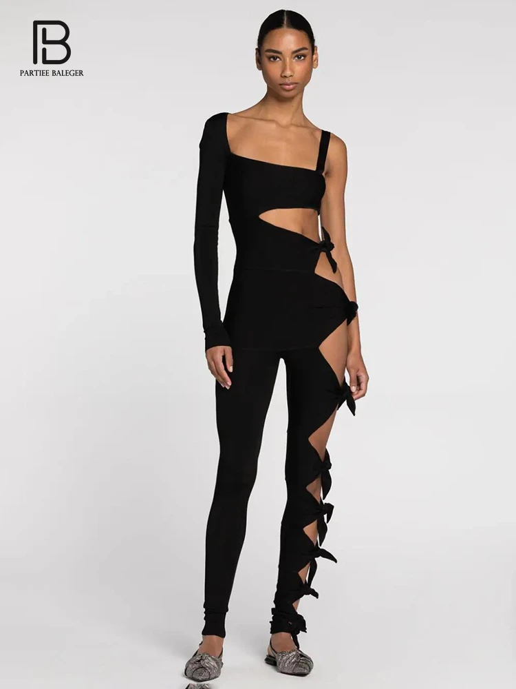 

Женский комбинезон с высокой талией, облегающий черный комбинезон