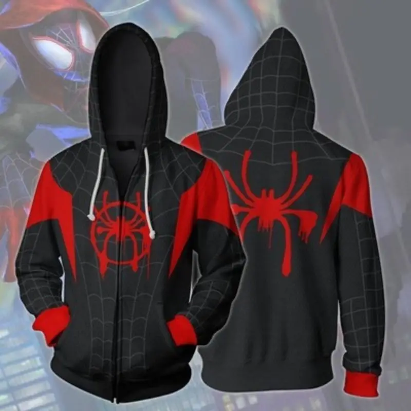 

Marvel Spider Man Miles Coat Parallel Universe Cos Same Casual Coat Youth Long Sleeve Sports Hoodie Gift