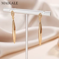 maikale fashion simple copper cubic zirconia 585 rose gold long earrings for women fashion jewelry for women wholesale 2022