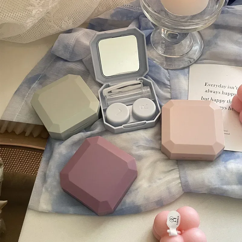 Женский Цветной Квадратный Контейнер для контактных линз с зеркалом удобный