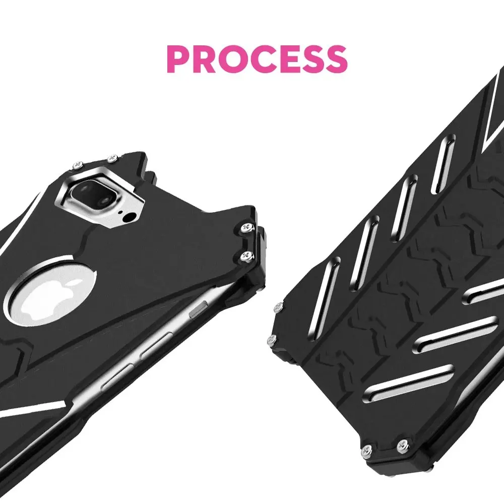 R-just Heavy Dust Metal Aluminum Armor Case Cover For Iphone 7 8 Plus I8 I8p +holder Black Cover For Iphone Se 2020