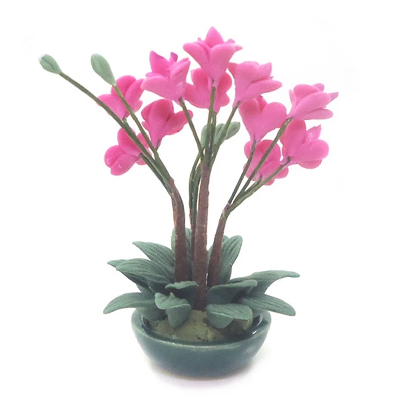 

1/12 Doll House Miniature Phalaenopsis Potted Plant Simulation Flower Model Toy for Dollhouse Decoration Accessories