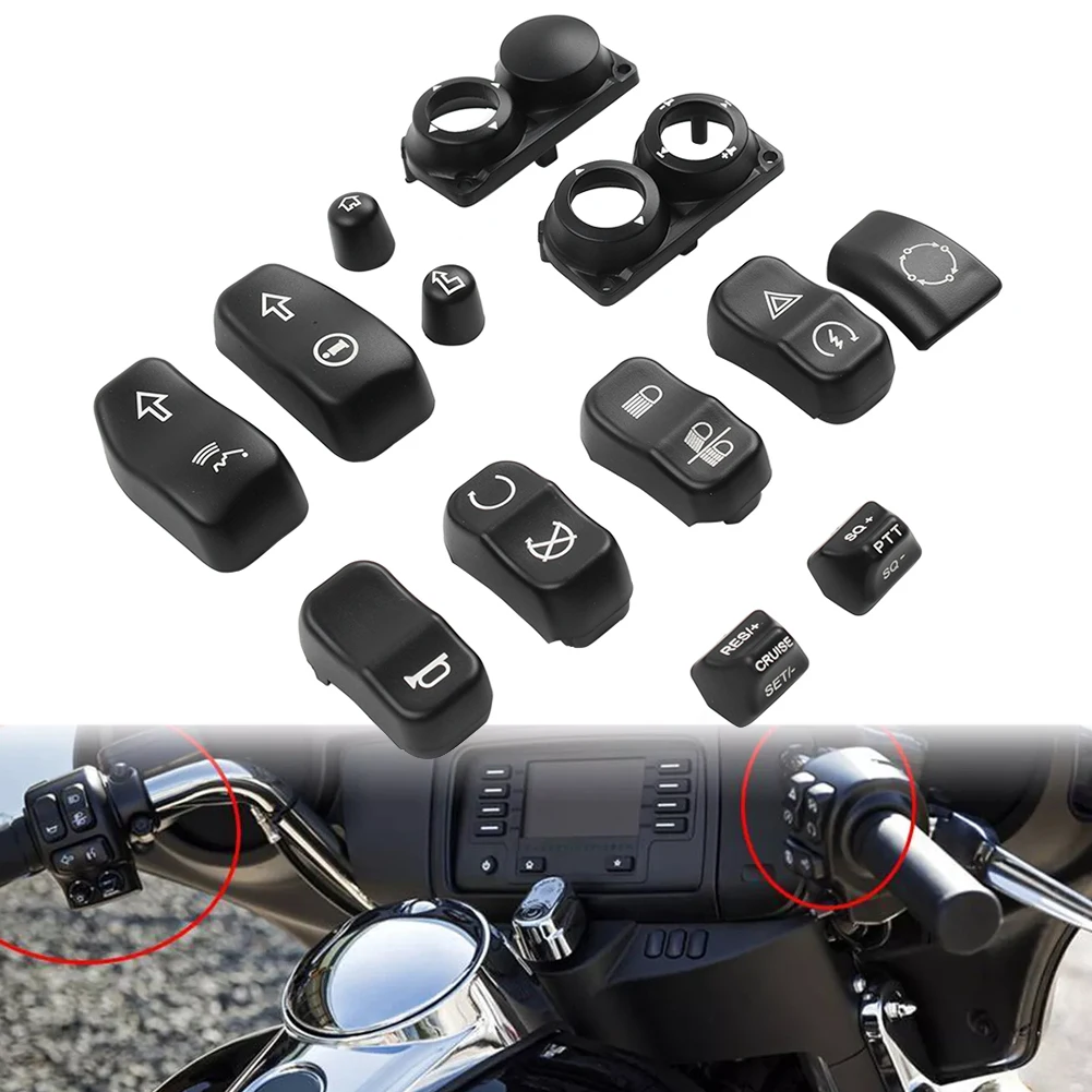 

13 шт./компл. крышка ручного управления мотоцикла, корпус переключателя, крышка кнопки для Harley Touring FLHTC FLHX 2014-up, АБС-пластик, черный