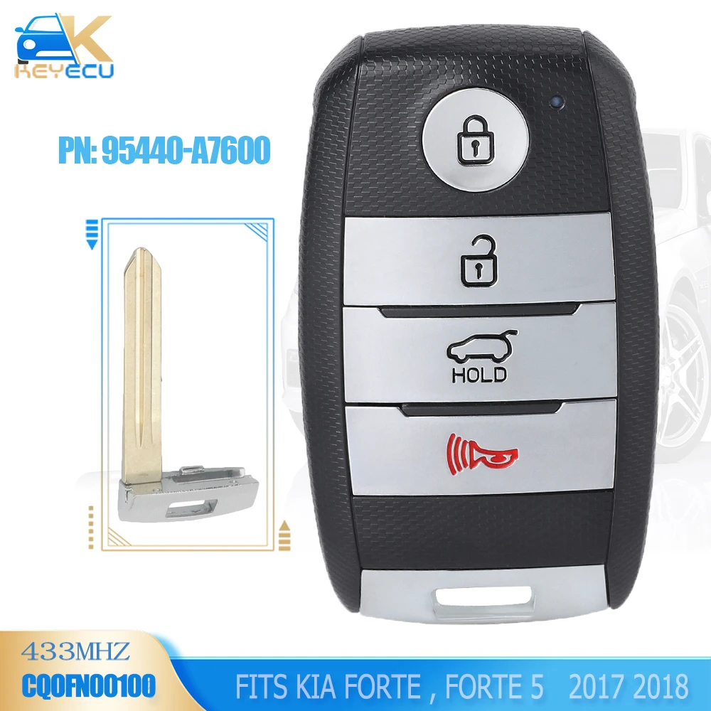 

KEYECU 95440-E4000, 95440-A7600 , 95440-A7500 95440-B2200 433 МГц 8A смарт-ключ дистанционного управления для Kia Forte Forte5 SOUL EV CQOFN00100