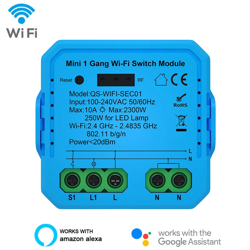 

Lonsonho Tuya Smart WiFi Switch Module Relay 1 Gang 2 Gang Alexa Google Home Assistant Smartlife Automation Remote Control