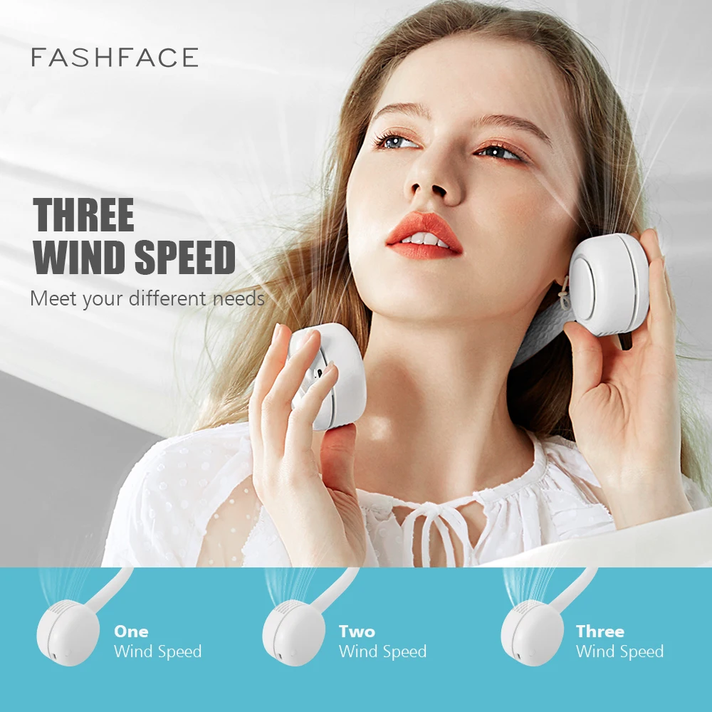 Portable Bladeless Neck Fan 196g 360° Adjustable USB Chargeable 3 Speed Stylish Mini Summer Cooling Fans Outdoor Fitness enlarge
