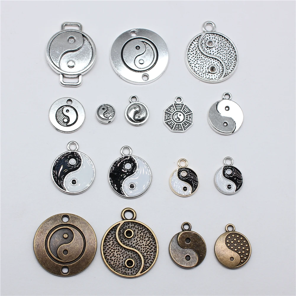 10pcs Enamel Kung Fu Tai Chi Charms Pendants For Necklaces Earrings DIY Making Yin Yang Charms Handmade Jewelry Findings