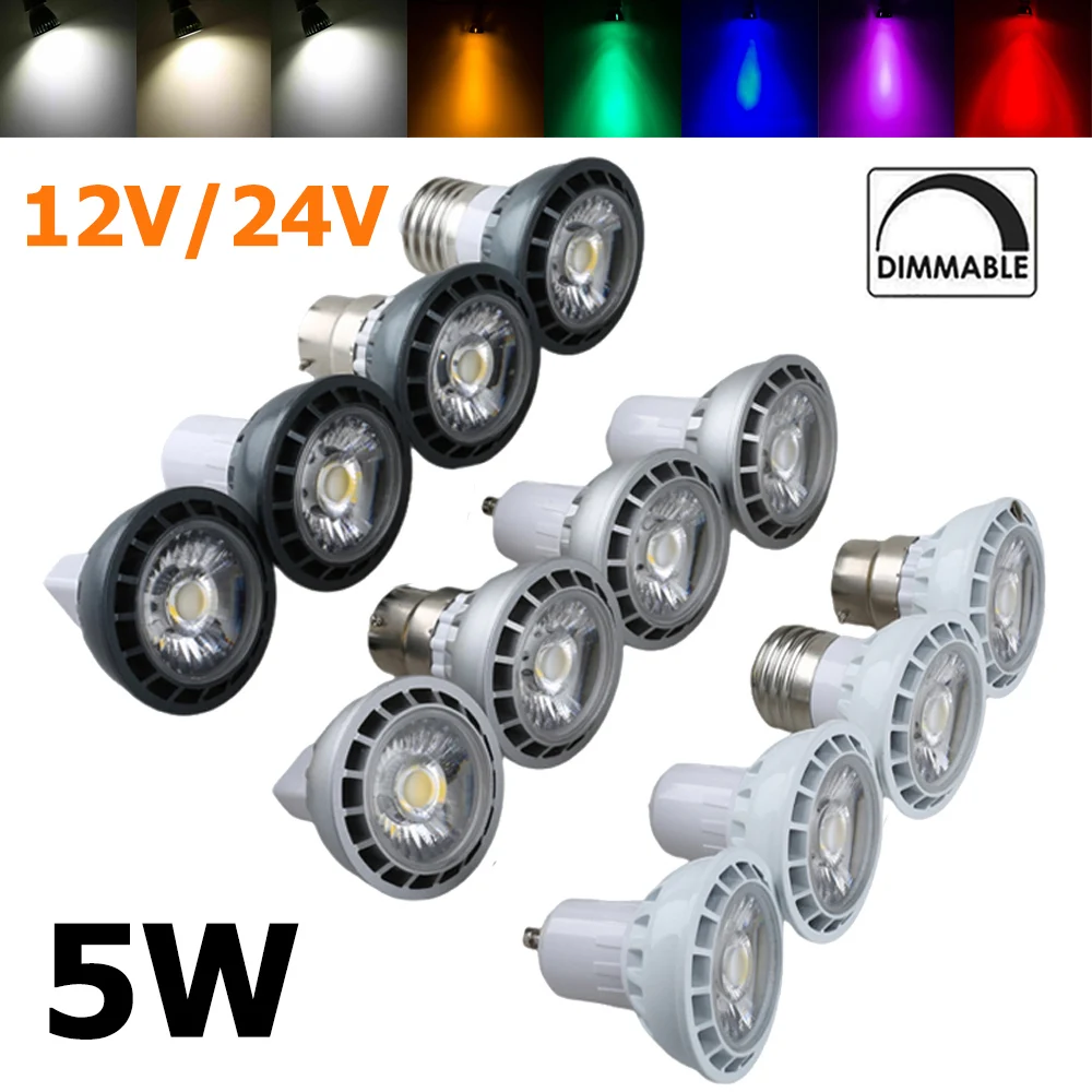 Светодиодный светодиодный прожектор 5W GU10 Галогенные лампы Замена ламп 12V 24V