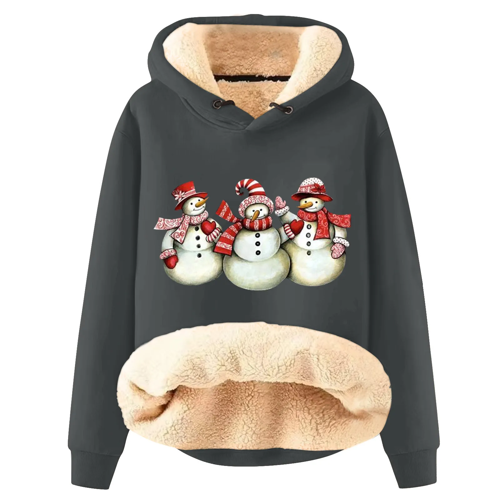 

Женские флисовые пуловеры с длинным рукавом, Зимние флисовые теплые свитшоты с графическим рисунком, рождественские Топы