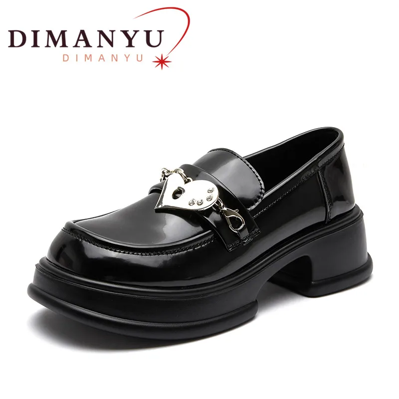 

DIMANYU Spring Shoes Loafers Women 2023 New Chunky Genuine Leather Ladies Shoes lazy Slip-on British Style Jk Shoes Spring Women