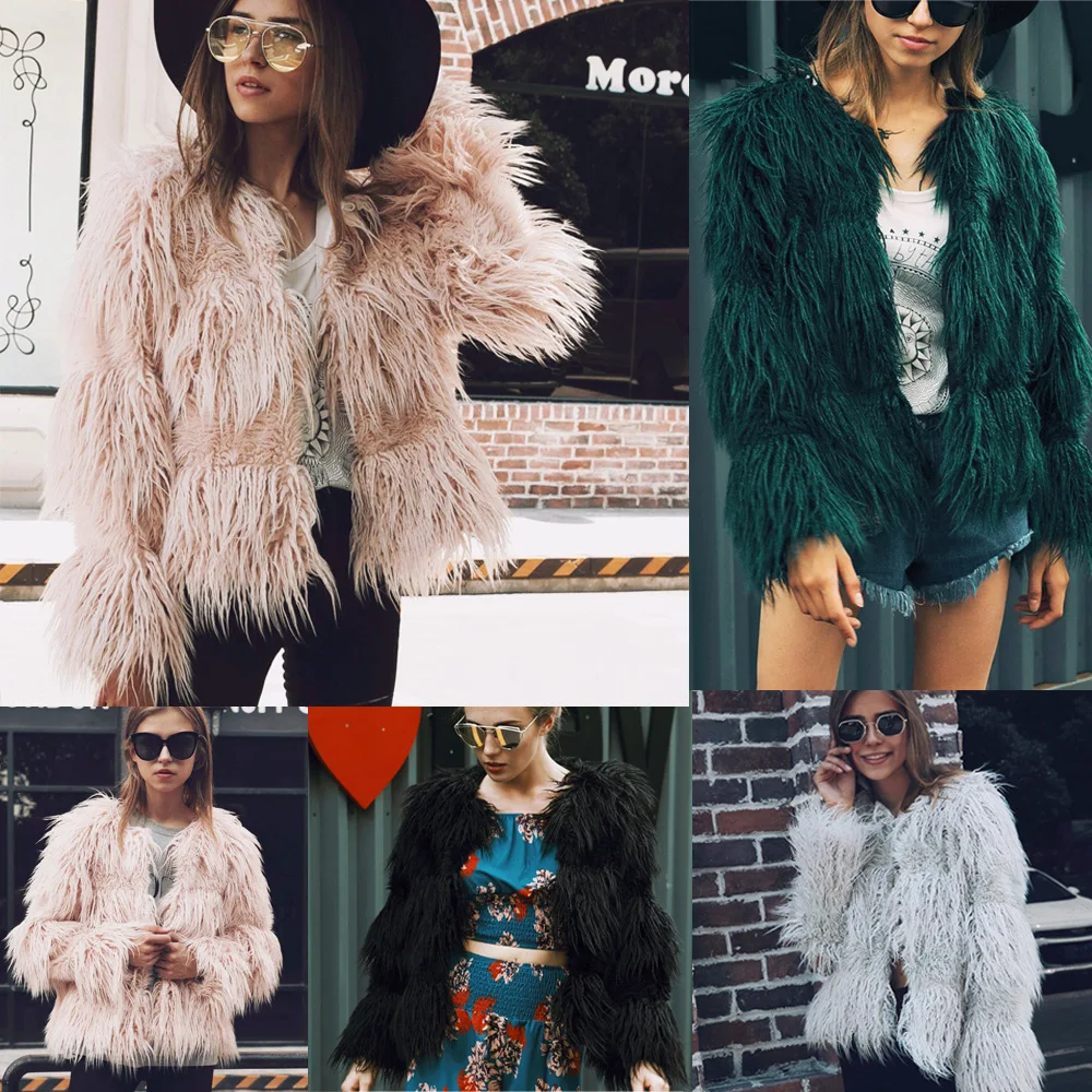 Women's Fur Jacket Imitation Fur Furry Fur Clothing Overcoat Plush Coat Faux Fur Coat