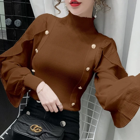 

Кофейный женский офисный пуловер для девушек, женский свитер для девушек, вязаные топы с V-образным вырезом, облегающие Женские свитера, вер...