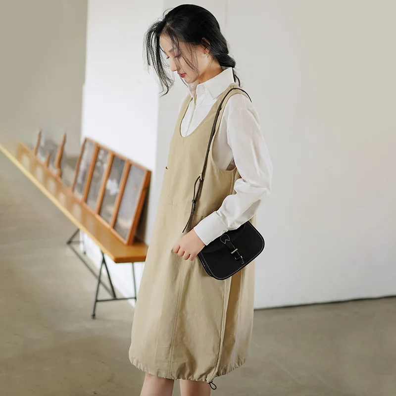 Платье женское весеннее средней длины без рукавов элегантное свободное платье в