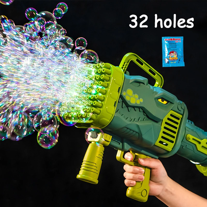 

Новинка, пистолет-Базука для пузырей динозавров, устройство для пузырьков с 32 отверстиями, полностью автоматическое устройство для выдуван...