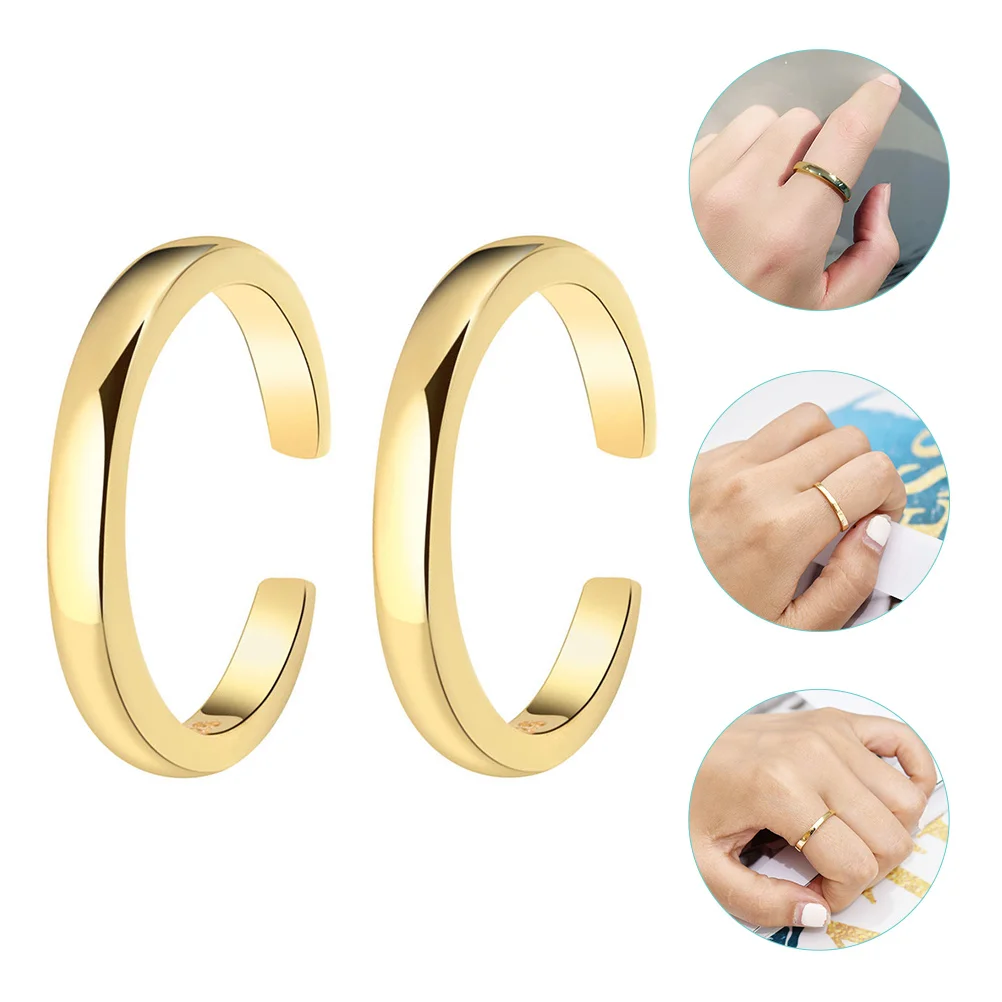 

Украшения для свадебной церемонии, 2 шт., открытые ранцы, кольца с разрезом для женщин, 1, 6 х1, 6 см, украшения для пальцев, Золотая медная Miss