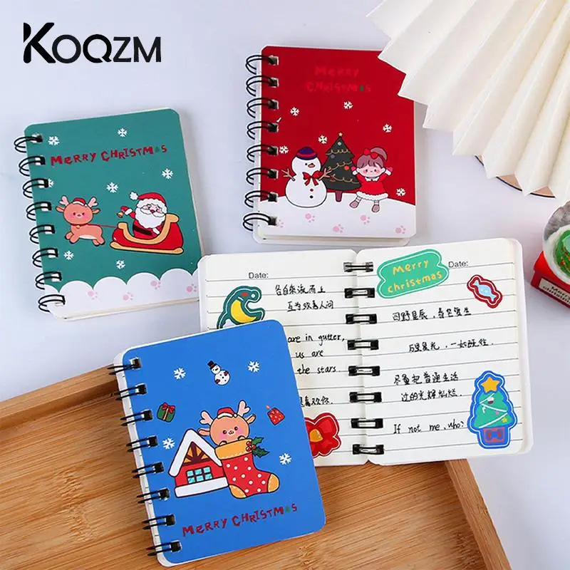 

Creative Cartoon Mini Christmas Series Coil Notepad Simple Student Notepad School Plan Stationery Portable Office Kids Prizes