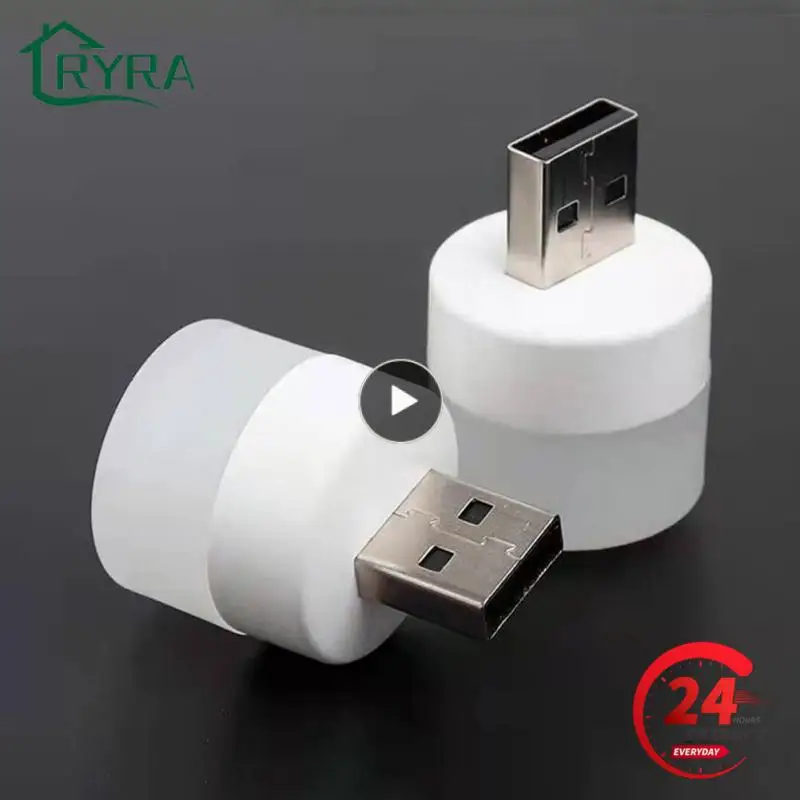 

Small Round Reading Book Lights Usb Desk Lamp Bulb Desk Rechargeable Night Light Power Bank Charging Mini Led