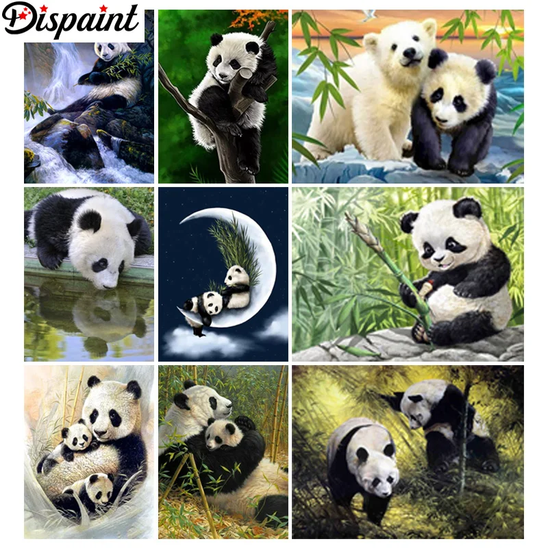 

Dispaint Diamond Embroidery DIY Diamond Painting Cross Stitch Kit "Animal Panda" 5D Needlework Diamond Home Decoration