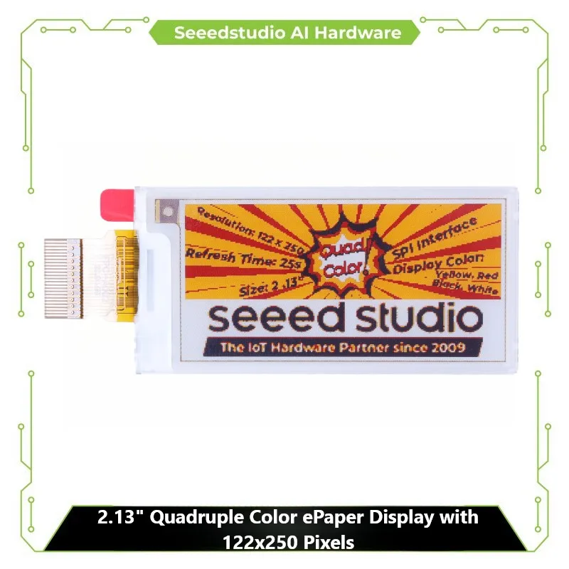 Дисплей eInk/ePaper 2 13 дюйма четырехцветный 122x25 0 пикселей желтый и красный дисплей