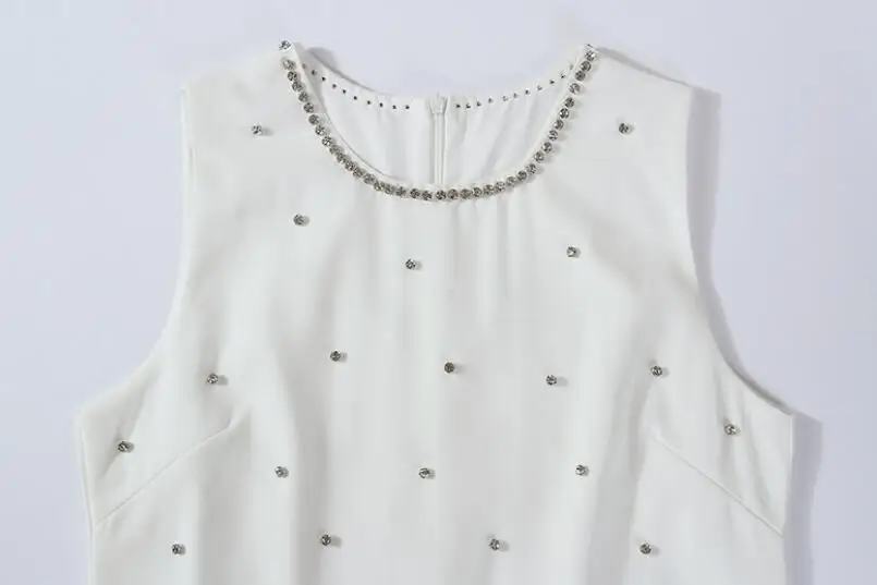 Женское летнее платье без рукавов простое приталенное платье-жилет со стразами