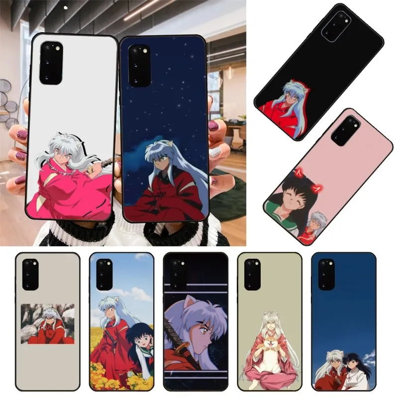 Чехол для телефона аниме Lnuyasha для Samsung Galaxy S6 S7 S8 S9 S10 S21 S22 Plus, сверхмягкий черный чехол для телефона