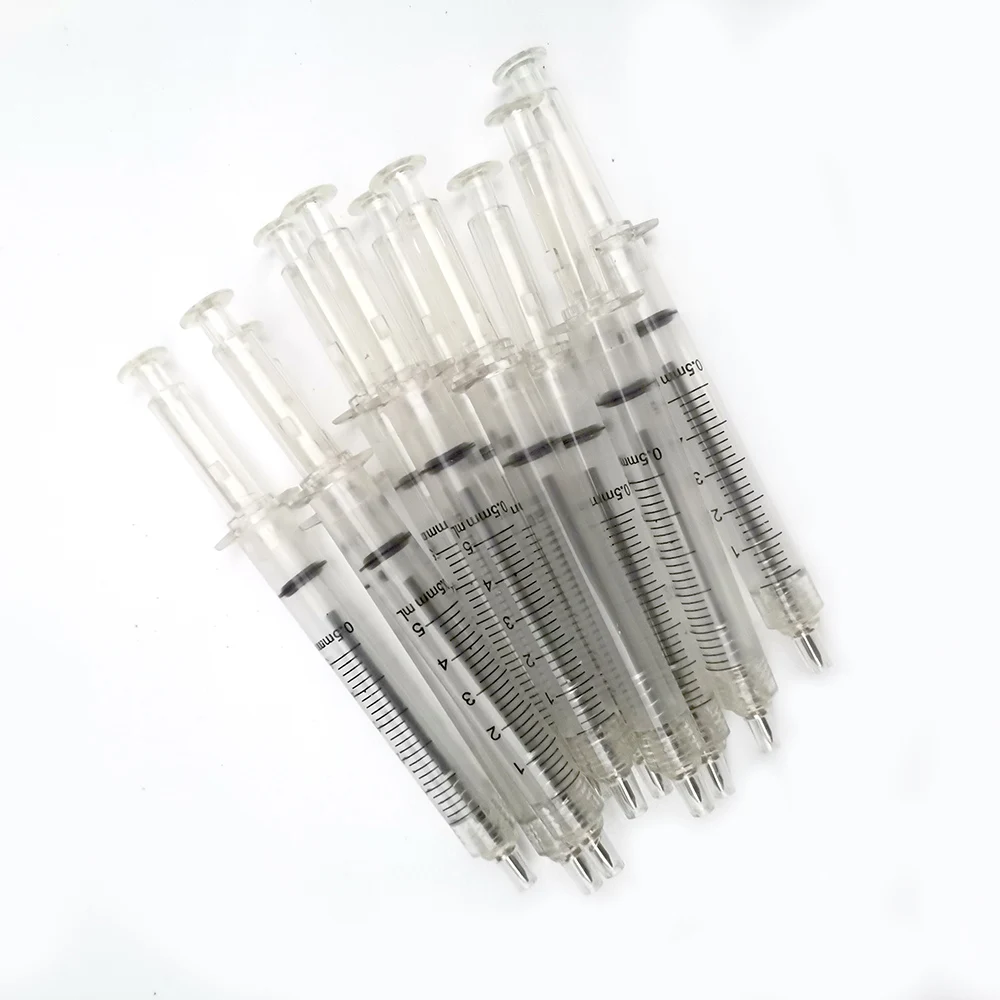 

10 шт./лот, креативный прозрачный шприц, шариковая ручка 0,5 мм, синие, черные гелевые ручки, школьные и офисные принадлежности, инструменты для письма для студентов